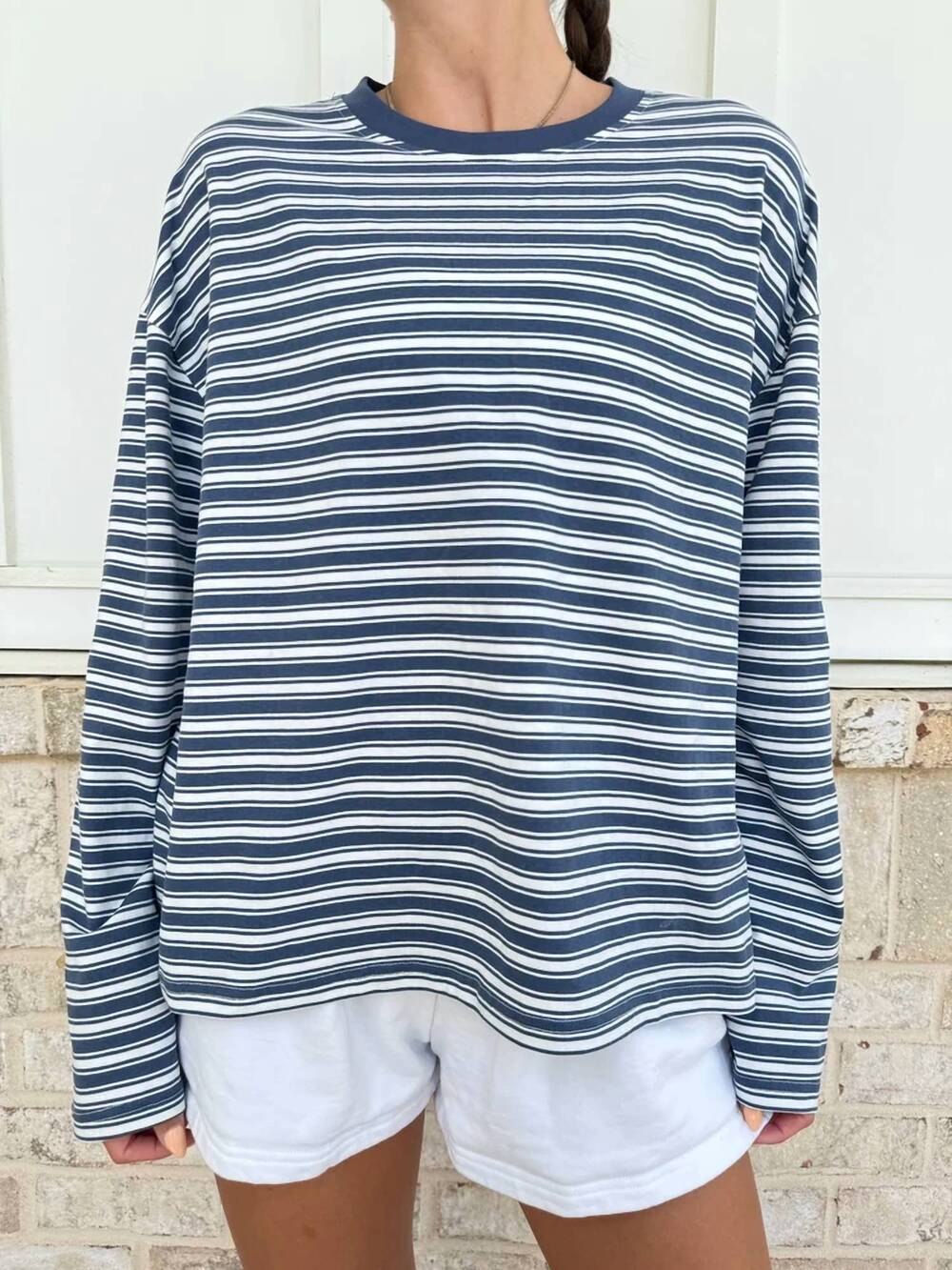 NEW SUNKISSED COCONUT billie striped loungewear top in blue